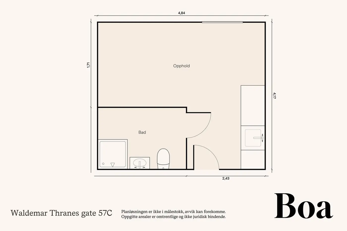 Illustrerende plantegning uten fastmontert innredning