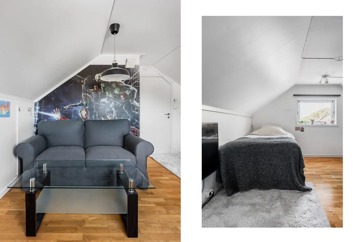 Loftsetasjen byr på fleksible rom med gode møbleringsmuligheter.